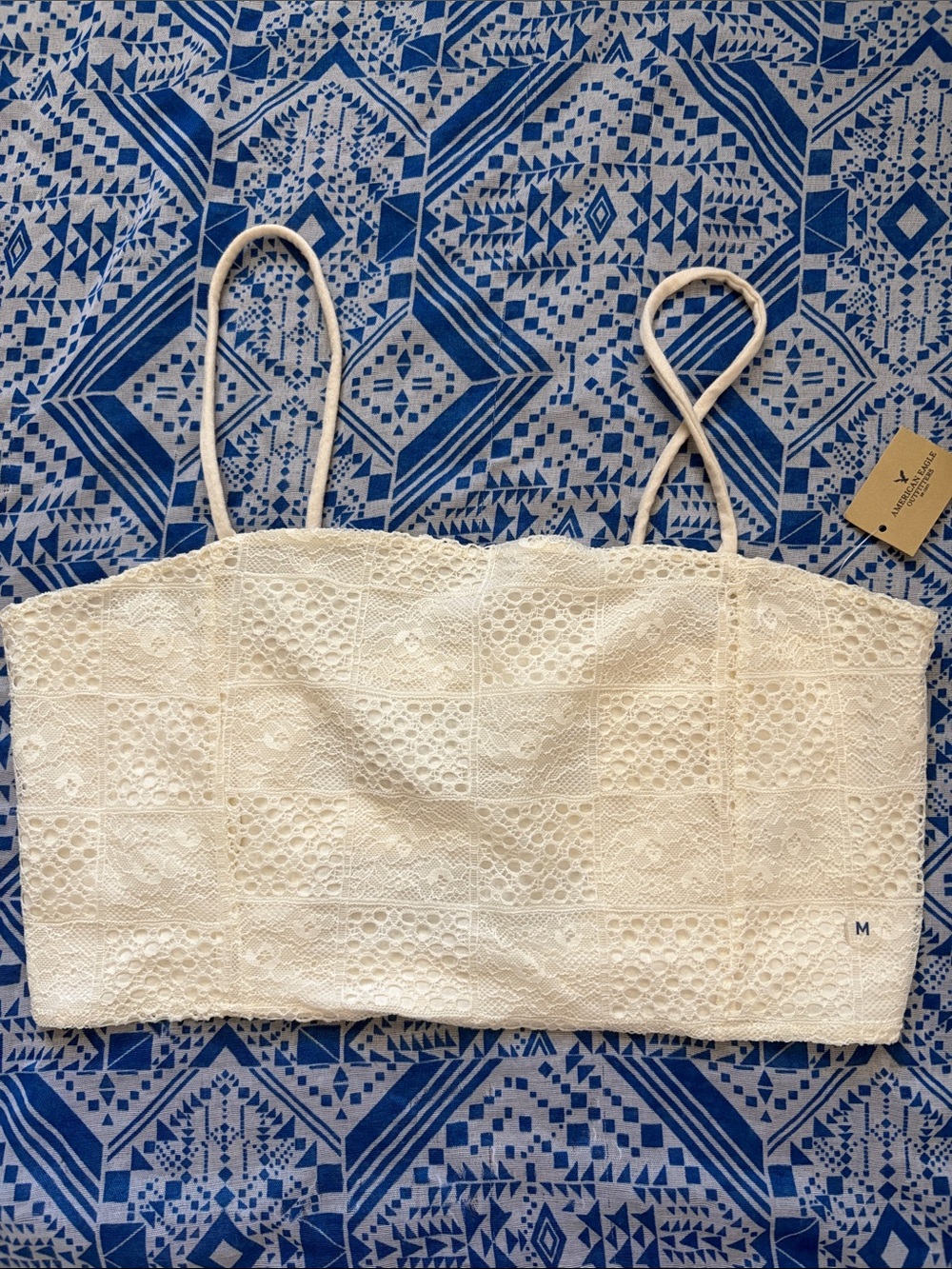 American Eagle White Lace Crop Top